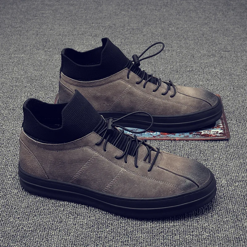 Осенняя версия злопкового брючного костюма Дикая мода тренд кожаная повседневная обувь British Wind черный спортивные туфли прогулочная обувь для мужчин ZM-90