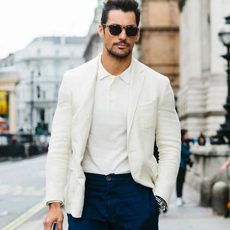 ANNIEBRITNEY Ivory Men Slim Fit Casual 