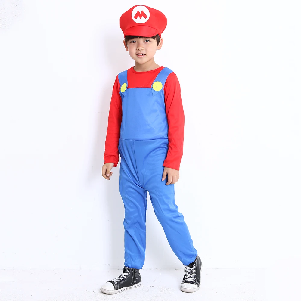 plus size halloween costumes Cosplay Adults and Kids Super Mari0 Bros Cosplay Dance Costume Set Children Halloween Party MARI0 & LUGI Costumes for Kids Gifts funny halloween costumes