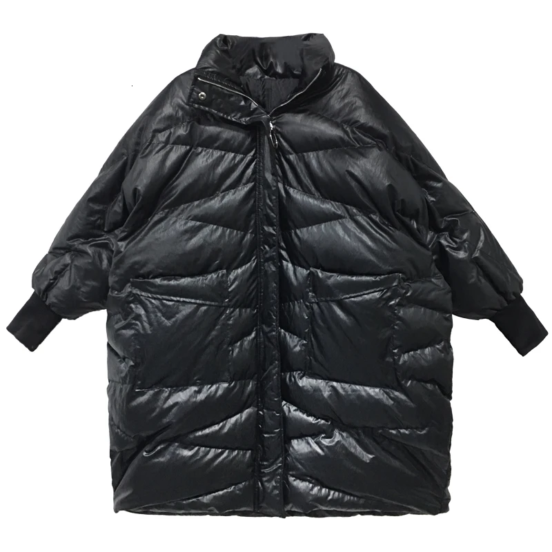 [EAM] пальто с хлопковой подкладкой и стоячим воротником большого размера, женские парки свободного кроя с длинным рукавом, модная новинка осень-зима, 1H258 - Цвет: black