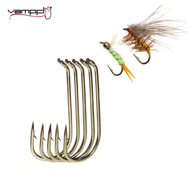 Vampfly 50Pcs/Pack Nymph Dry Wet Fly Stonefly Tying Hook Bronzed Color  Barbed Trout Fishing Fly