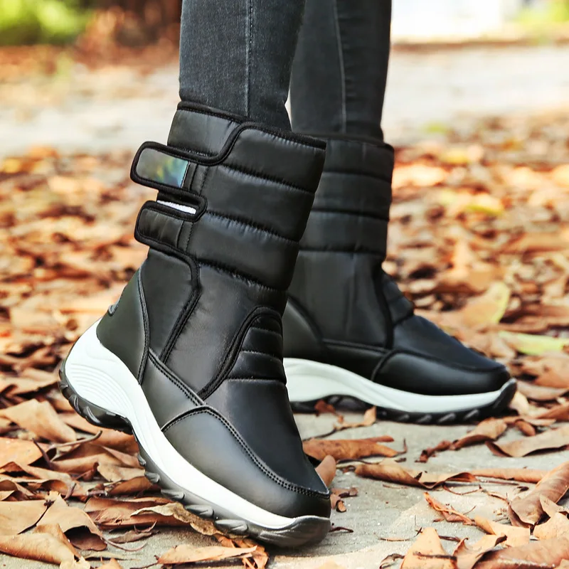 

Women boots 2019 fashion hook&loop platform winter shoes thick plush non-slip waterproof snow boots for women botas mujer