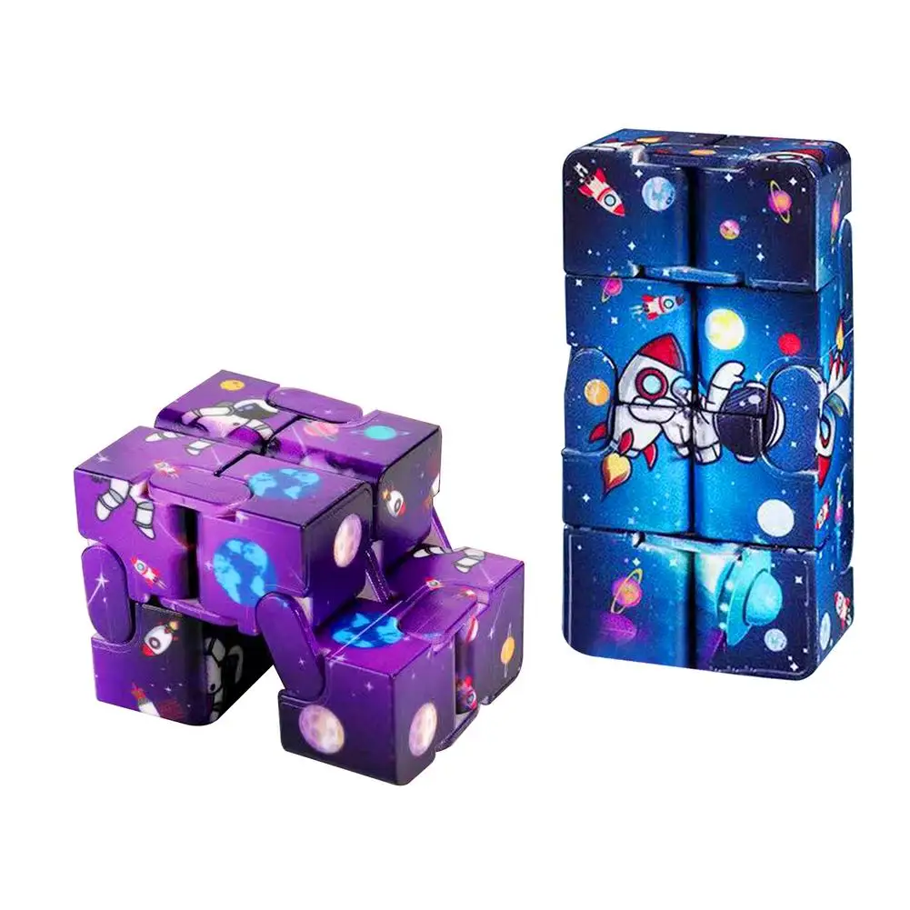Qiuxiaoaa Creative Infinite Rubiks Cube Decompression Artifact Desk Finger Toys Stress Relief Adult Kids Gifts Creative Boring Scorpion Luban Lock Black