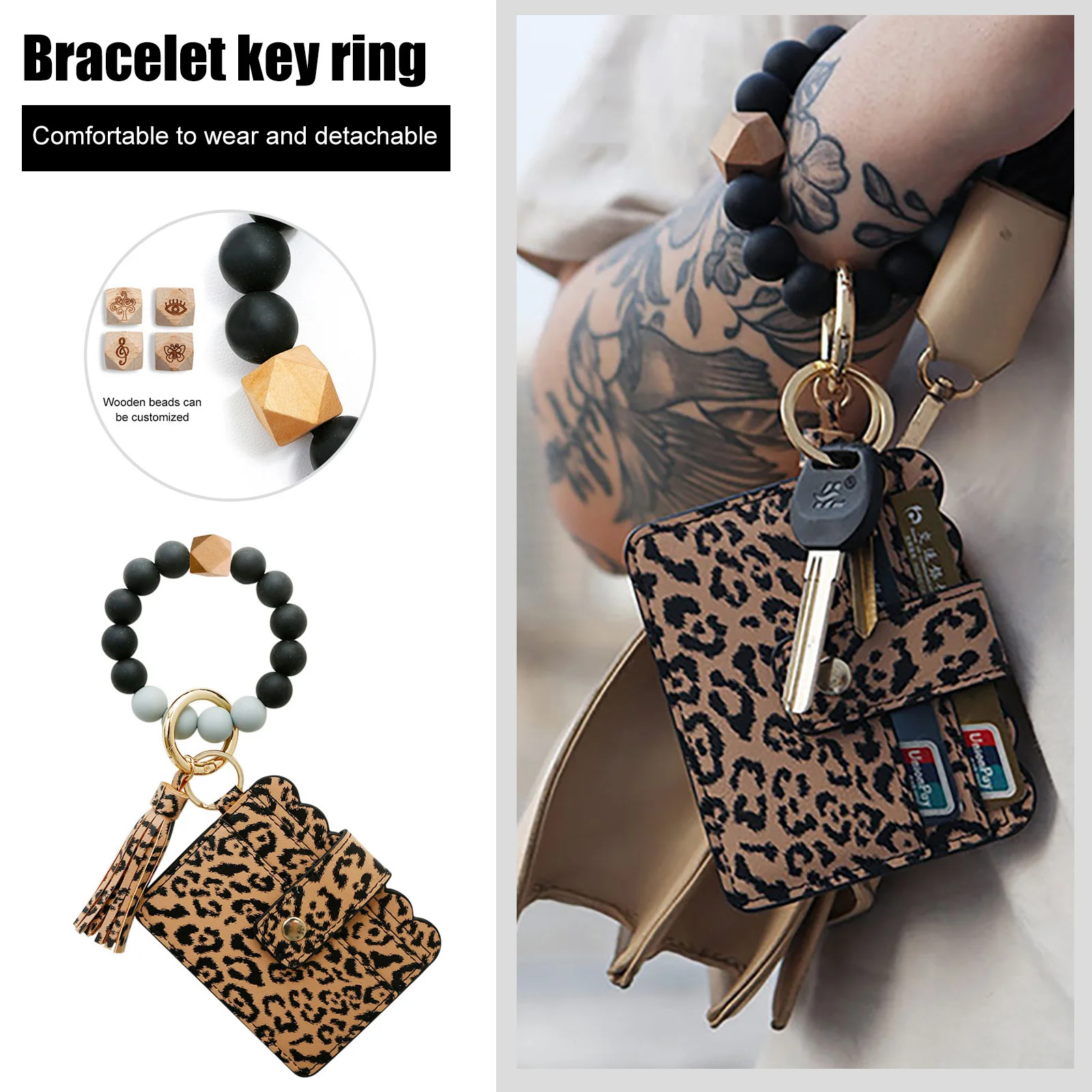 Wristlet Wallet Bracelet Keychain Pocket Card Holder with Elastic