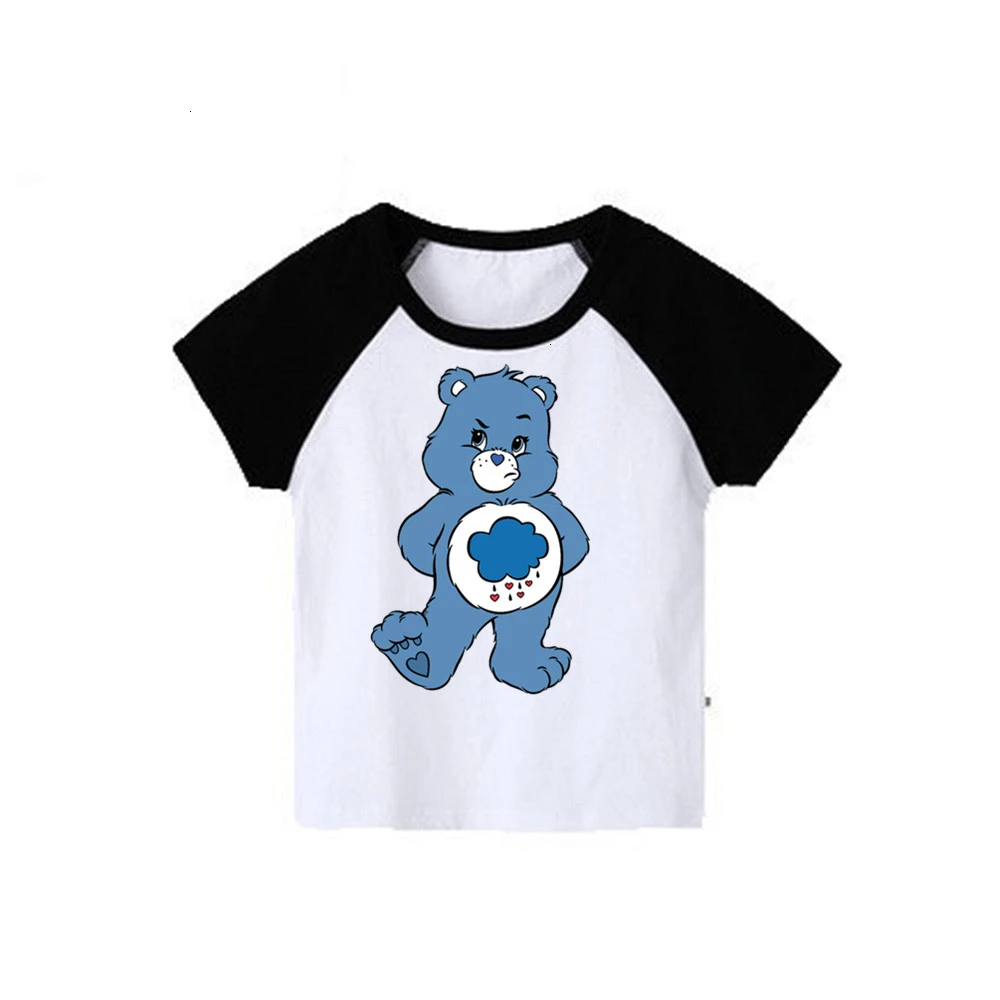 Одежда для мальчиков и девочек короткий рукав Care Bears скрещивающиеся цвет; детская футболка; топы с круглым вырезом; футболки с изображением мультипликационных персонажей для детей футболка детская одежда От 2 до 12 лет - Цвет: as picture