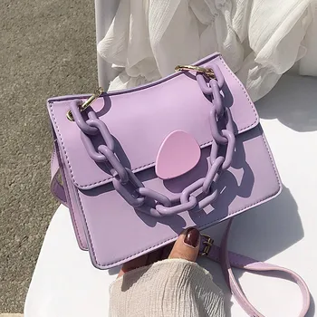 

Solid Color Flip Square Tote Bag 2020 Fashion New High-Quality PU Leather Women's Designer Handbag Chain Shoulder Messenger Bag