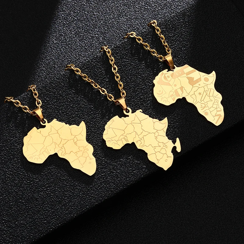 Bracciale Mappa Africa In Acciaio Inox – Ciondolo Incavato, Corda Doppia In Filo Di Giada, Regolabile, Oro/argento - 2