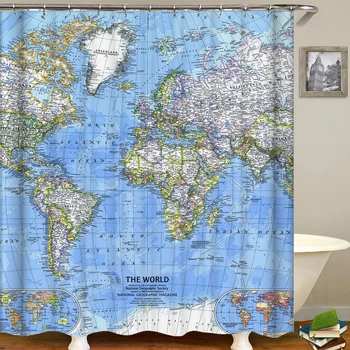

Anti Waterproof Eco Friendly With Hooks Practical Home Decor Durable Digital Printing Shower Curtain Bathroom Supplies
