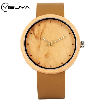 

YISUYA Minimulist Wood Watch Natural Bamboo Quartz Wristwatch Fashion Practical Night Light Ultra-light Wood Watch for Men Women