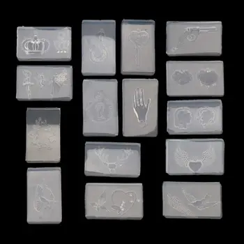 

Deer Lock Key Crown Coin Heart Bird Pendant Resin Silicone Molds Jewelry Tools
