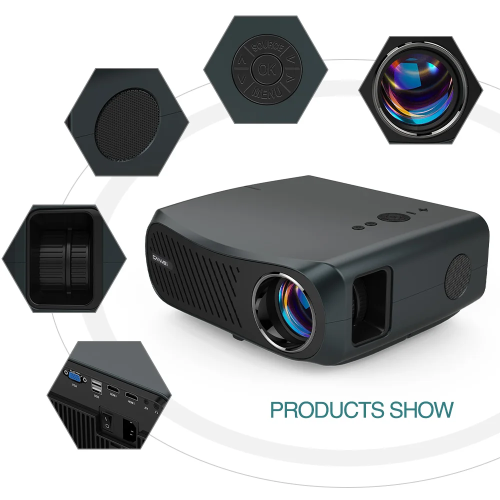 Caiwei completo hd projetor a12 1920x1080p android 6.0 (2g + 16g) wifi led mini projetor de cinema em casa hdmi 3d vídeo beamer para 4k-4