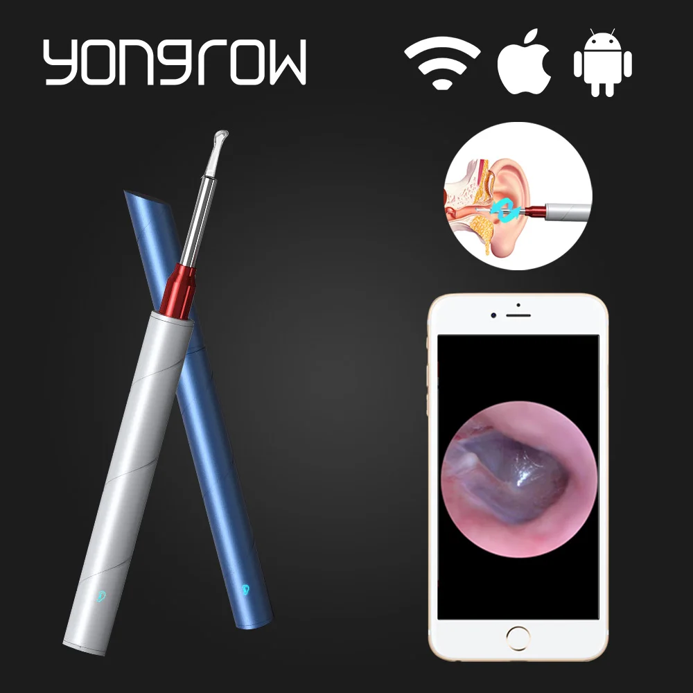 Yongrow медицинская HD камера визуальный отоскоп ушной очиститель воск Wifi