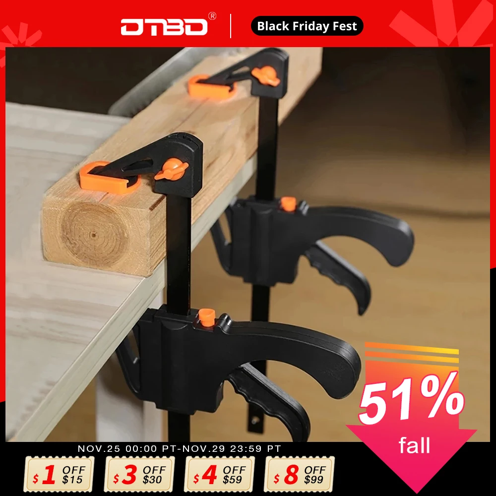 Gadget Tool DIY Adjustable Hand Woodworking Spreader 4 Inch Clip Kit Quick Ratchet Release F Clamp Speed Squeeze Work Bar | Инструменты