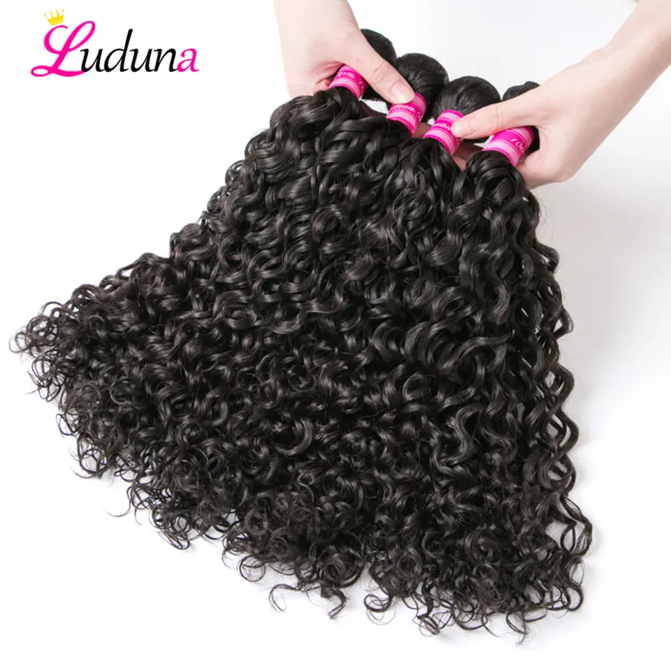 Luduna синтетические волосы волнистые пряди малазийские вплетаемые волосы пряди 3/4 Комплект сделки пряди человеческих волос для наращивания волос Волосы remy супер двойные вытянутые