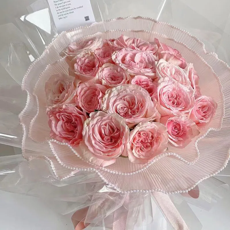 Flowers packaging fold yarn pearl yarn zhi transparent wave big bouquet decorative packaging net yarn florist packaging supplies