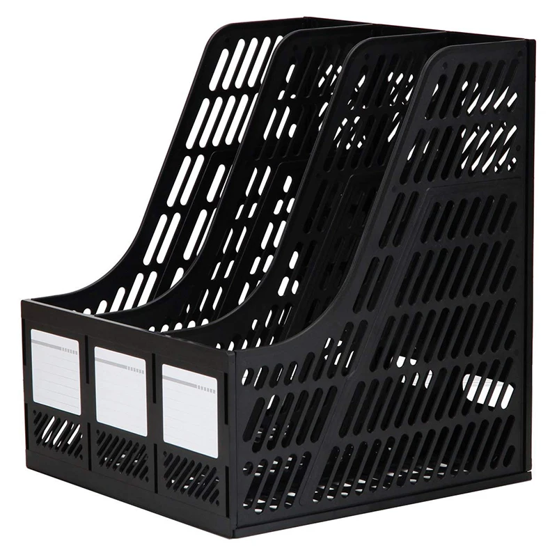 

MyLifeUNIT Desk File Organizer 3 Compartment Magazine Literature File Holder (Black)