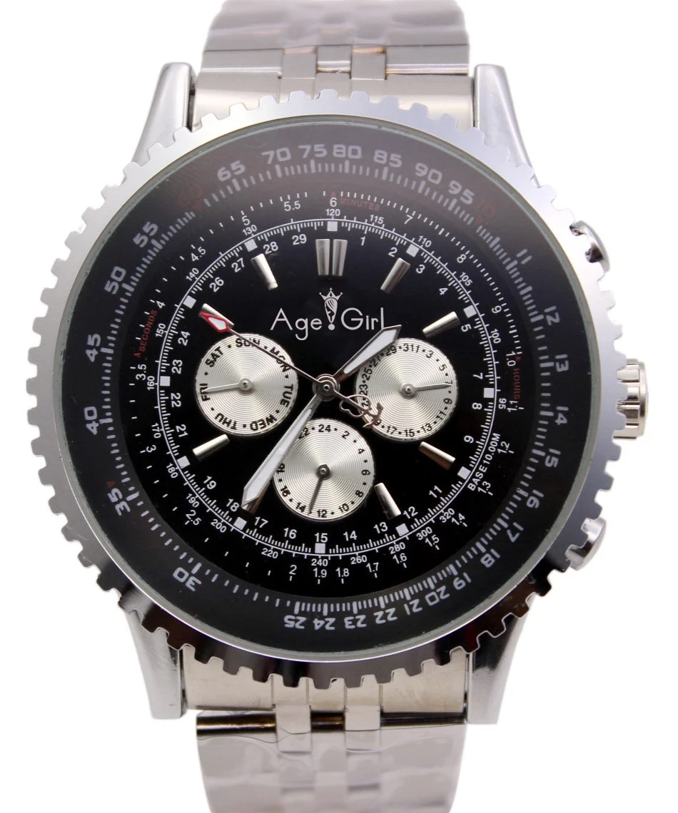 

Mens Luxury Watch Automatic Movement Mechanical Big Face 50mm Stainless Steel Black Leather Gent's Watches Chronograph