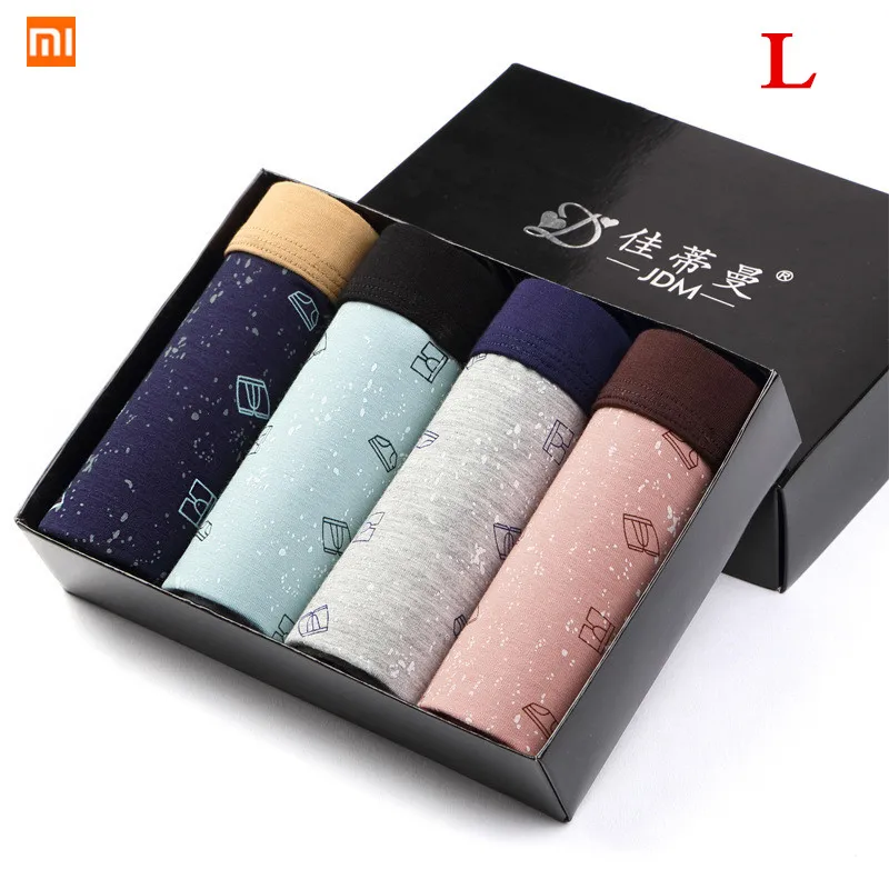 Pattern-L 4 шт./лот, Xiaomi, мужские трусы, одноцветные, хлопок, мужское нижнее белье, боксеры, удобные, дышащие, мужские трусы, u выпуклый дизайн, шорты - Цвет: Pattern-L