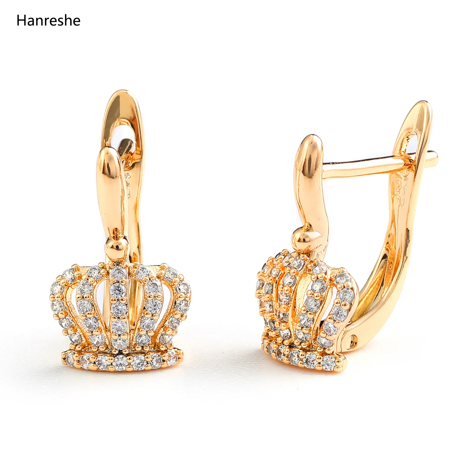 

Hanreshe Crown Stud Earrings Mini Natural Zircon Female Punk Jewelry Wedding Quality Copper Christmas Earrings Women Gift