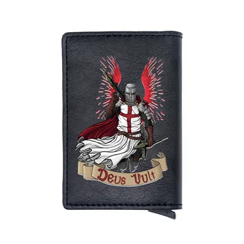 

Black Ancient Rome Knights Templar Digital Printing Card Holder Wallet Charm Men Women Leather RFID Aluminium Mini Purse