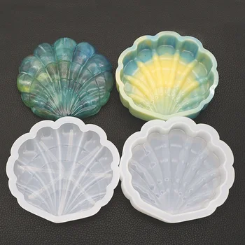 

DIY Crafts Making Crystal Epoxy Resin Mold Shell Shape Table Top Storage Box Desktop Decoration Silicone Molds For Resin