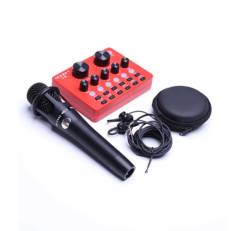 

Mobile Phone Live Sound Card V8 Computer Sound Card Set Singing Deft Anchor Equipment Condenser Microphone E300 Microphone