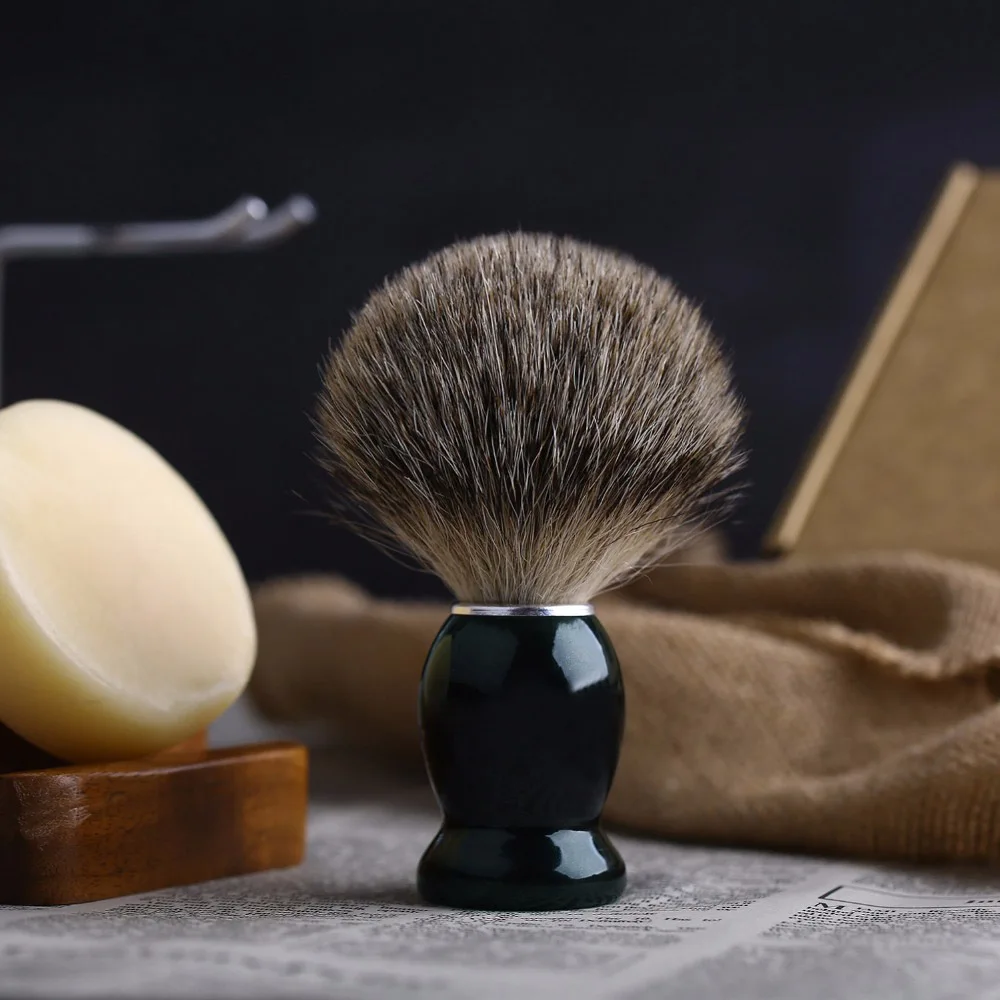 Shaving Set 4in1 Men 100% Badger Bristle Brush Wood Handle Stainless Steel Shaving Stand and Soap Cup With Soap for Wet Shave