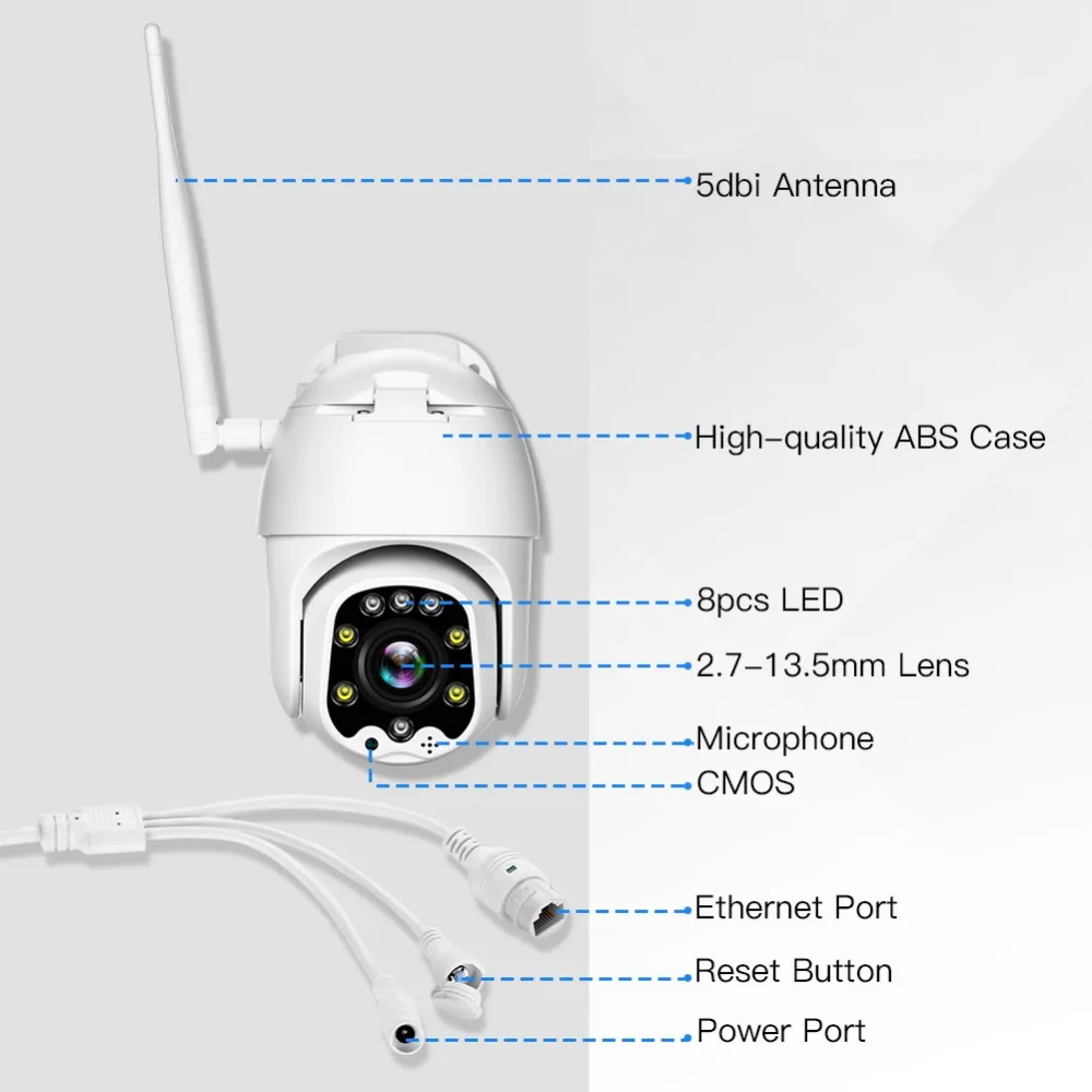 Ip-камера 5MP наружная PTZ HD 1080P скоростная купольная камера видеонаблюдения с зумом камера наблюдения wifi Внешняя IP66 onvif Поворотная ip-камера ipcam