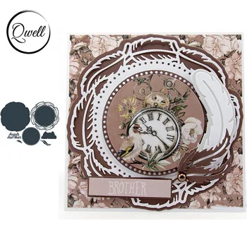 

QWELL Circle Background Feather Edge Frame Metal Cutting Dies for Scrapbooking and Card Making New 2019 die cuts
