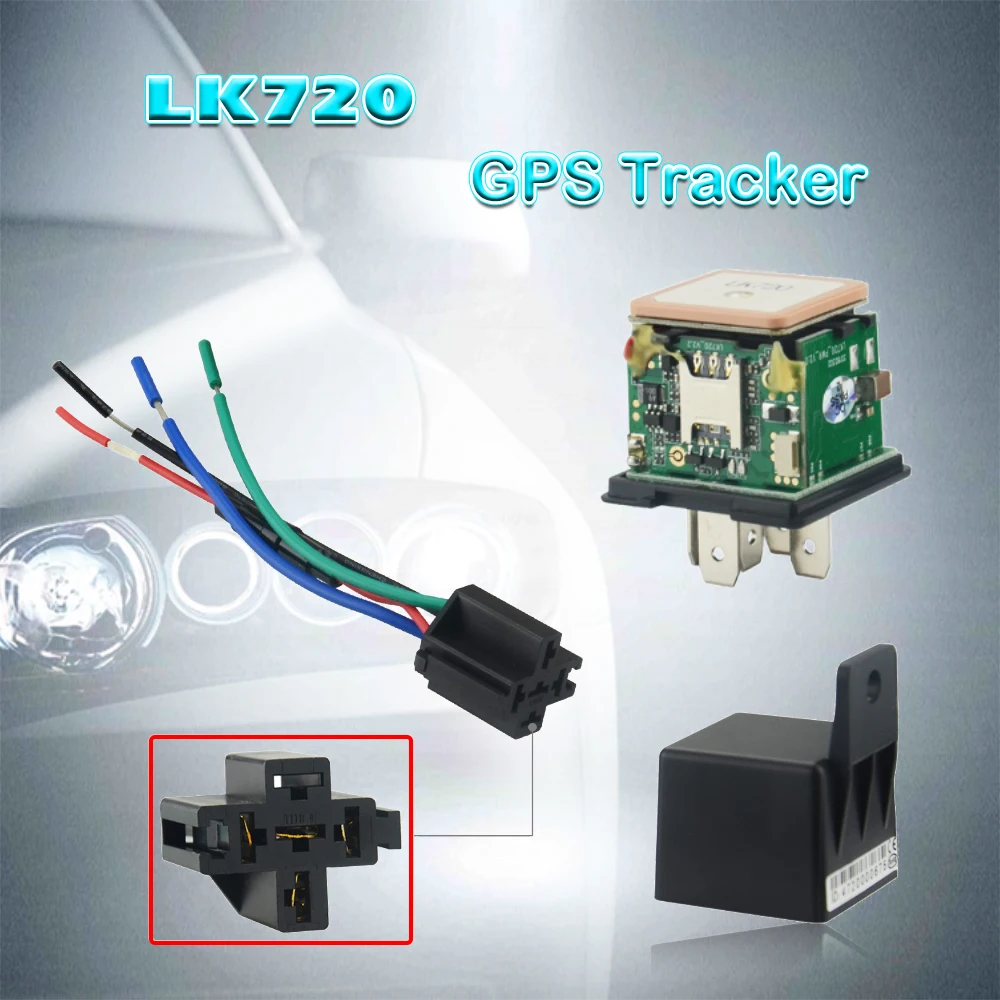 LK720 скрытый GPS GSM трекер релейной формы для автомобиля с дистанционным