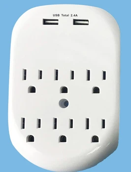 

2/3/6 Outlet Surge Protector with 2 USB Ports Surge Plug Grounded 2.4A Creative Dual USB Wall Power Adaptor Electrical Socket