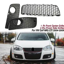 Auto Front Lower Bumper Mesh Grill Racing Grille + Fog Lamp Cover For VW MK5 Golf GTI Jetta GT 2005 2006 2007 2008 2009