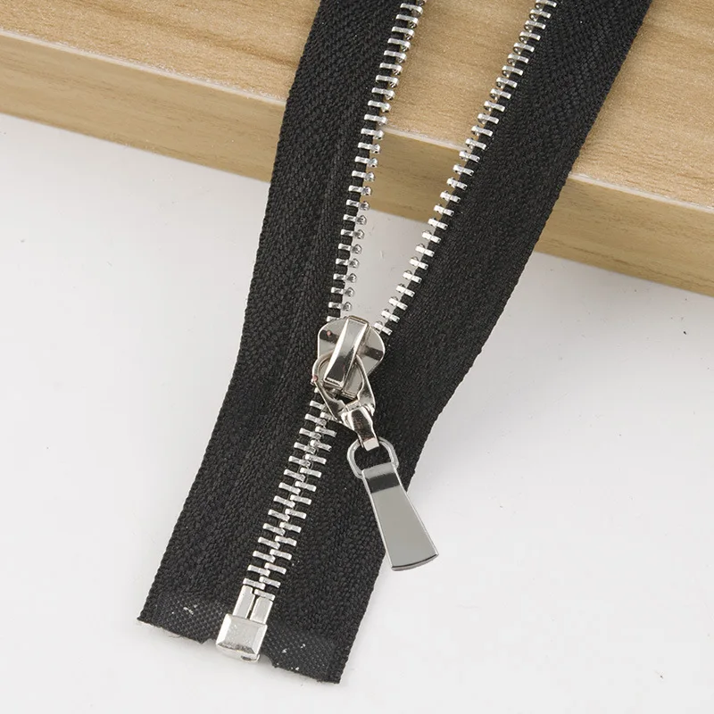 SilverBlack 1/3 шт 85 см 5# металлическая молния открытый конец самофиксирующийся пуховик пальто молния DIY пошив костюма аксессуары для ремонта одежды ZA010 - Цвет: SilverBlack