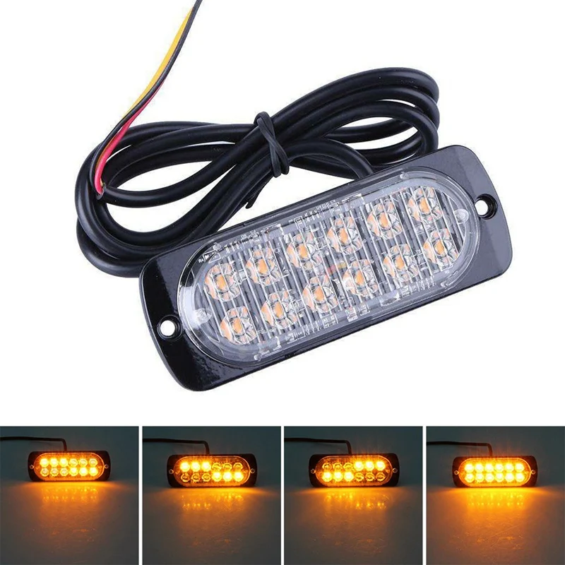 Universal 36W Police Lights 12V-24V 12 LED Car Emergency Truck Side Strobe Warning Light Car Lights