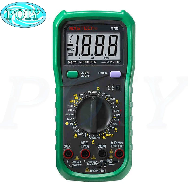 MASTECH MY64 Цифровой мультиметр измеритель емкостной температуры hFE тестовый er с
