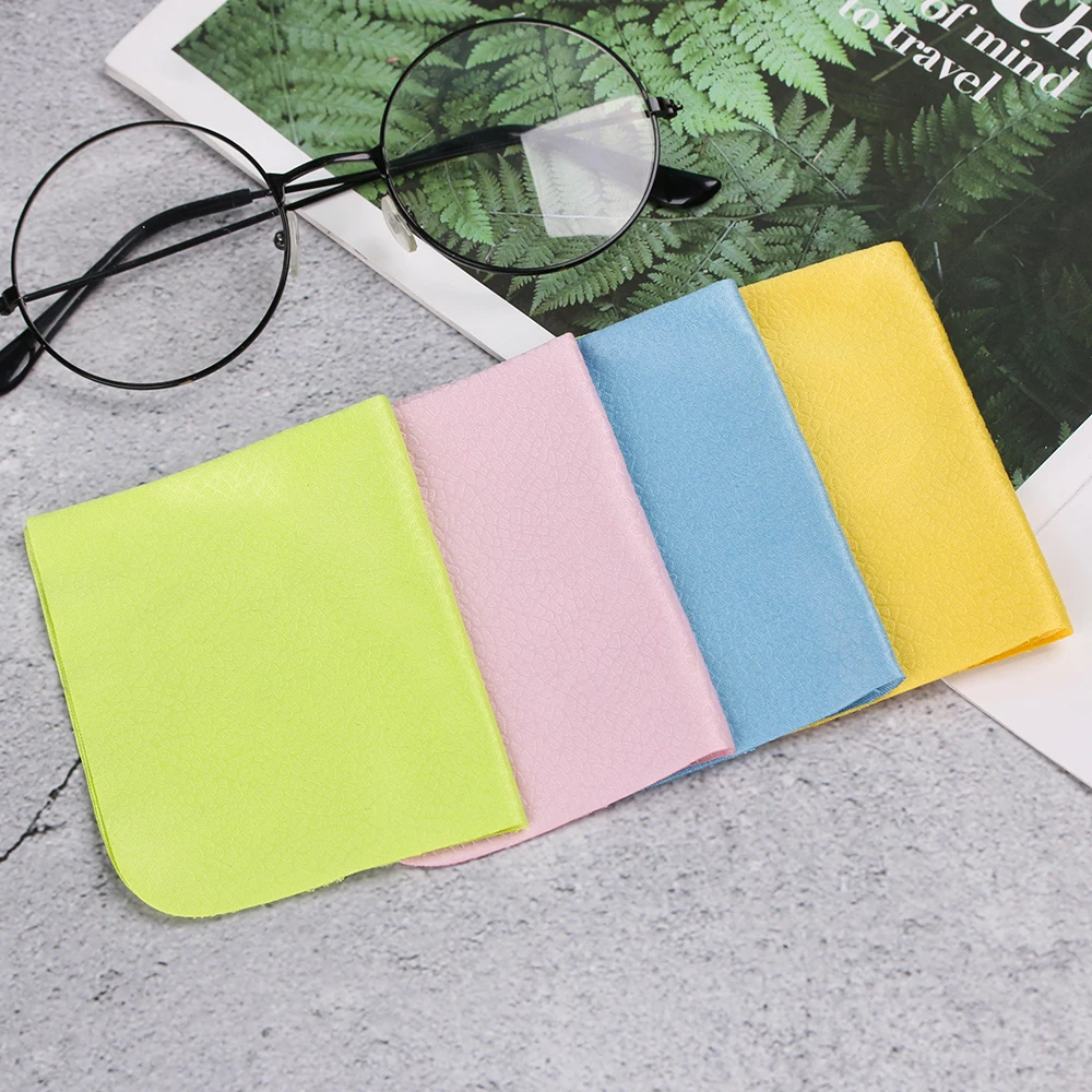 

4 pcs Random Color Chamois Glasses Cleaner Cloth 15*17.5cm Microfiber Glasses Cleaning Cloth For Lens Phone Screen Cleaning Wipe