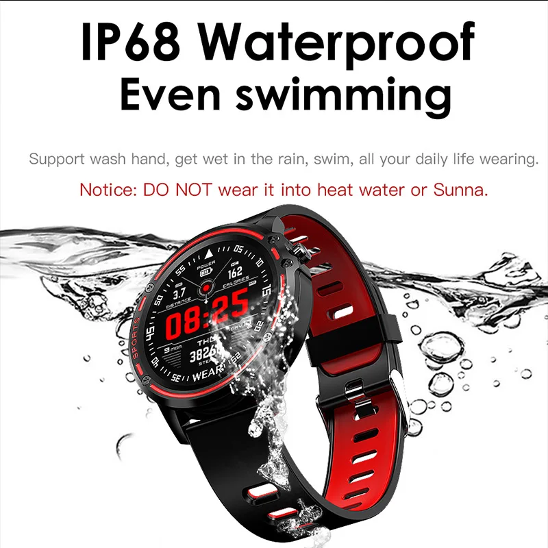 Goede Nieuwe L8 Smart Horloge Mannen Ecg + Ppg IP68 Waterdichte Bloeddruk Fitness Tracker Sport Smartwatch Vs L5 L7