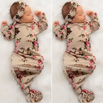 

Newborn Baby Boy Girl Sleeping Bag Newborn Infant Baby Boy Girl Long Sleeve Blanket Cotton Floral Printed Swaddle Wrap Outfits