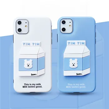 

Cute Case for Iphone 6 6S 7 8 Plus 11 Pro Phone Case for Iphone X XR XS MAX Case Cartoon Stereoscopic Milk Carton Pattern Design