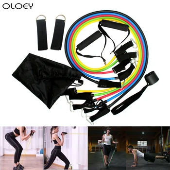 

11Pcs/Set Exercise Resistance Bands Set Stretch Workout Band Yoga Exercise Fitness Band Rubber Loop Tube Bands With Bag Home Gym