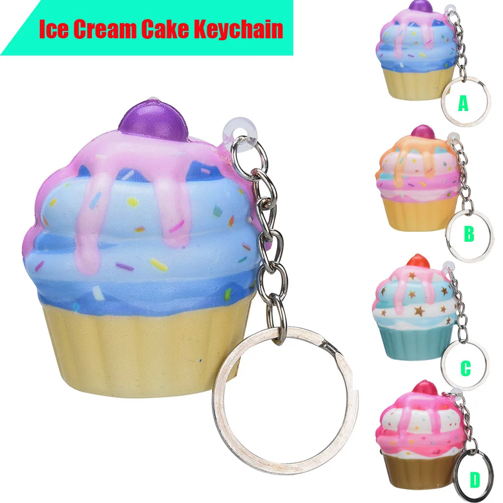 

Kawaii Adorable Ice Cream Cake Scented Cream Slow Keychain Stress Reliever Toy