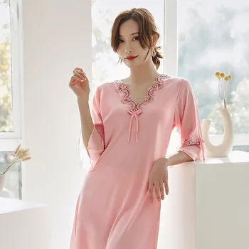 

Lace Patchwork Intimate Lingerie Home Dressing Gown Nightwear Silky Nightdress Satin Kimono Robe Female Nightgown Sleepwear