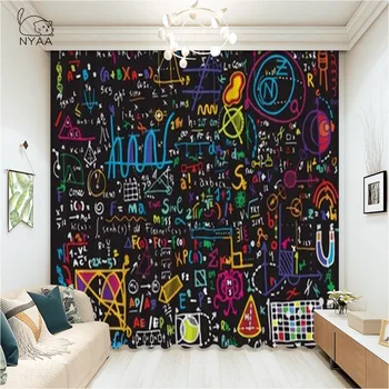 

Funny Chemical Mathematical Formula Printed Curtain For Kids Room Boys Window Drapes Cartoon Curtain Ultra-thin Micro Shading