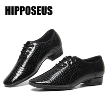 Hipposeus Men Dance Shoes For Boys Ballroom Latin Shoes Modern Tango Jazz Dancing Shoes Low Heels Black Salsa shoes Dropshipping