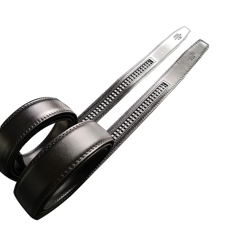 Automatic Belt 3.5cm Черные высококлассные мужские ремни без пряжки из натуральной кожи класса люкс 2,4-3,8 см ширина модный ремень из воловьей кожи высокого уровня мягкий брендовый ремень - Цвет: Automatic Belt 3.5cm