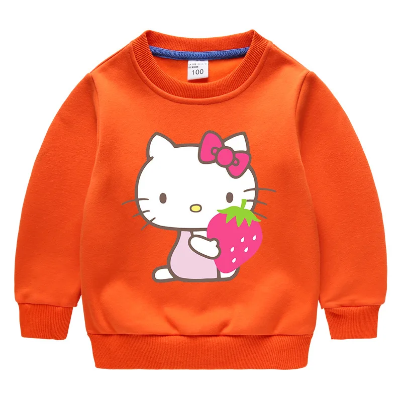 thumbnail image 1 of Hello Kitty estampado de dibujos animados niños más suéter de terciopelo pantalones gruesos cálidos para niños y niñas traje de manga larga de invierno para niños, 1 of 5