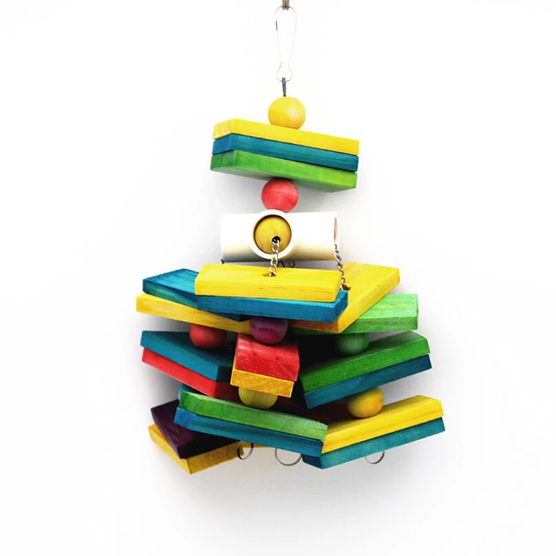 Special Design Colorful Wood Parrot Toys Durable Macaw Cage Chew Bird Toys For Parrots Pet Bird Conure Swing Scratcher