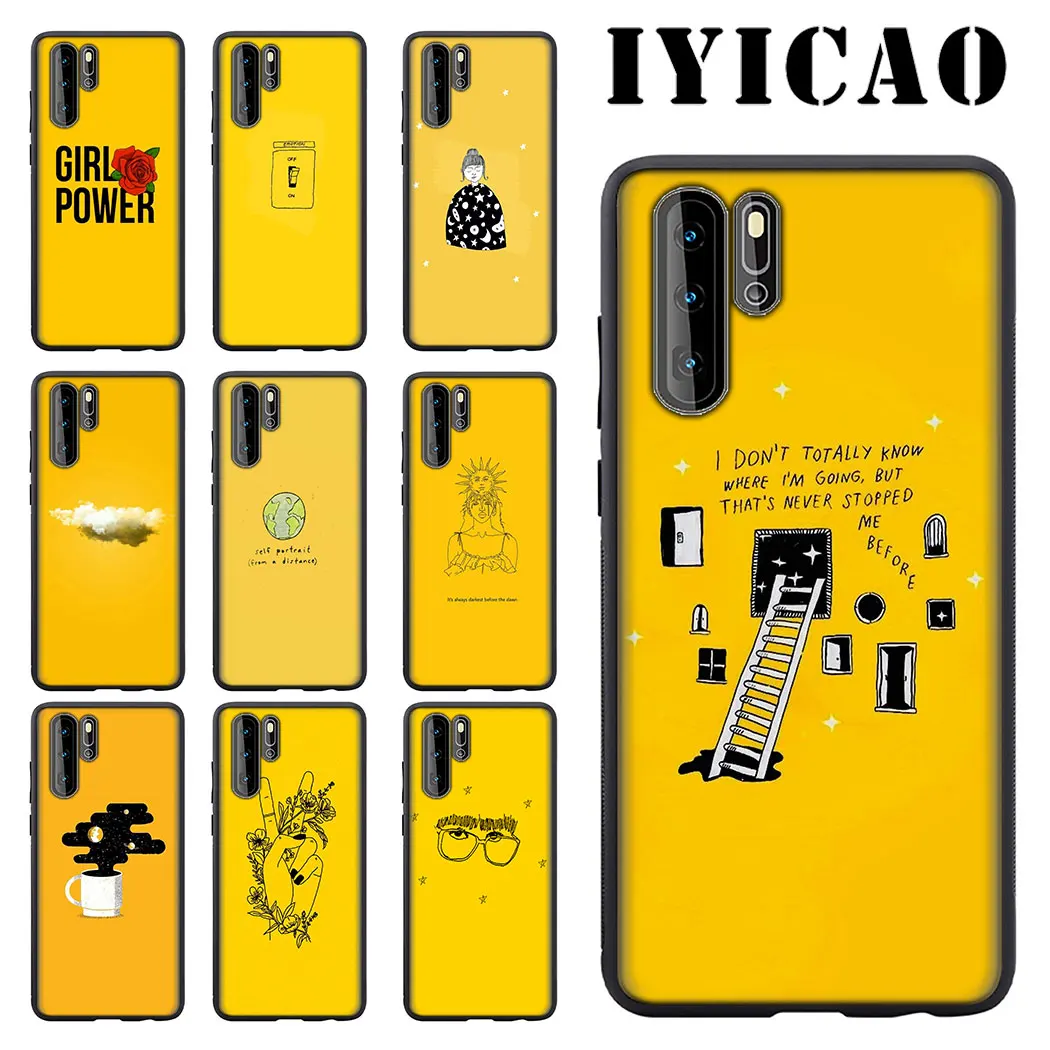 

IYICAO Yellow Aesthetic Art Soft Phone for Huawei P8 P9 P10 P20 P30 Lite Pro P Smart Z P Smart Plus 2019 Cover