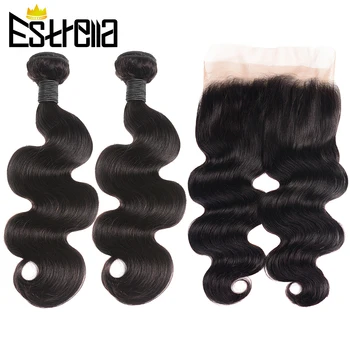 

Body Wave 2 Bundles With 360 Frontal Closure Brazilian Hair Weave Bundles Remy Human Hair Bundles with Closure Natural Color