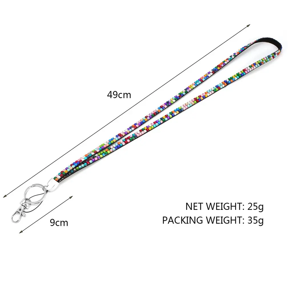 Crystal Glimmering Rhinestone Bling Custom Lanyard& ID Badge Cellphone Key Holder Ring Wholesale